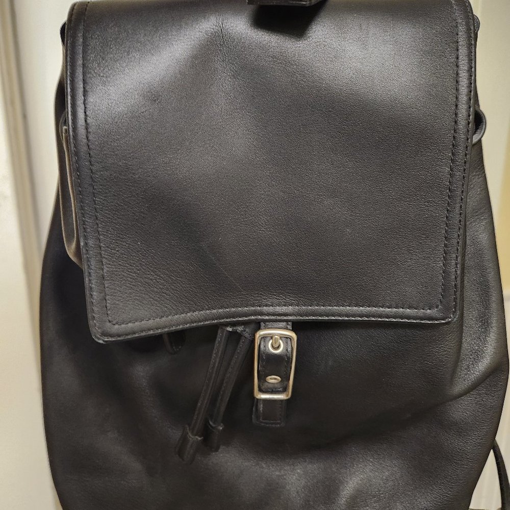 Black leather Coach backpack
